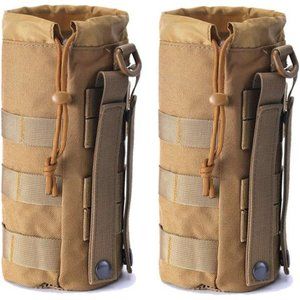 Set of 2 Water Bottles Pouch Bag, Tactical Drawstring Molle Water Bottle